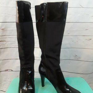 Anne Klein Iflex Boots 7 Black Patent Leather